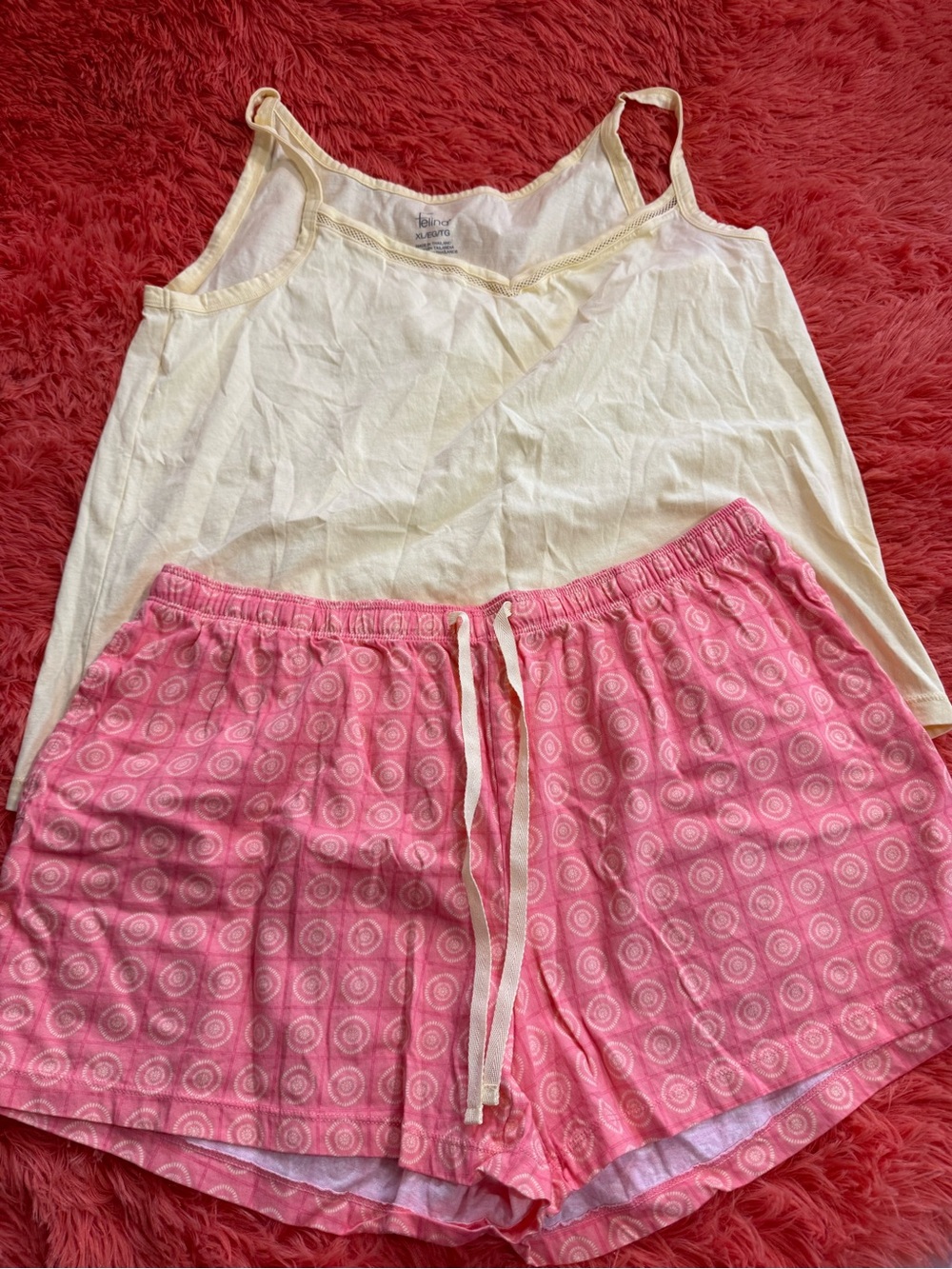 Felina Pink Patterned Sleep Shorts with Cream Camisole